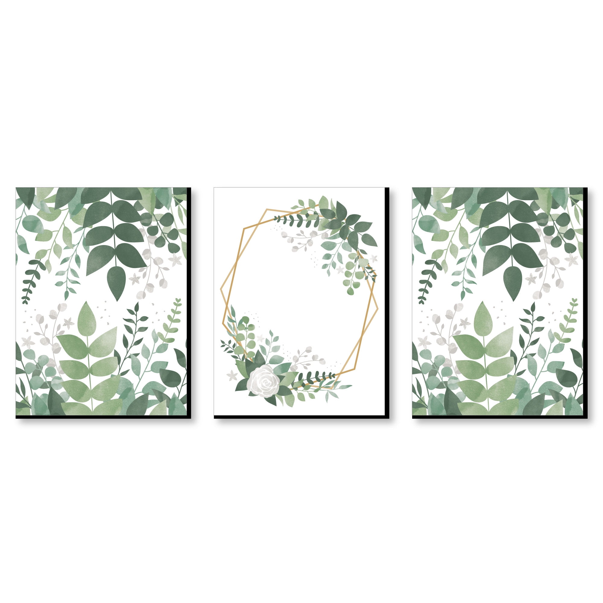Green and White Botanical Foam Board Wall Art Set
