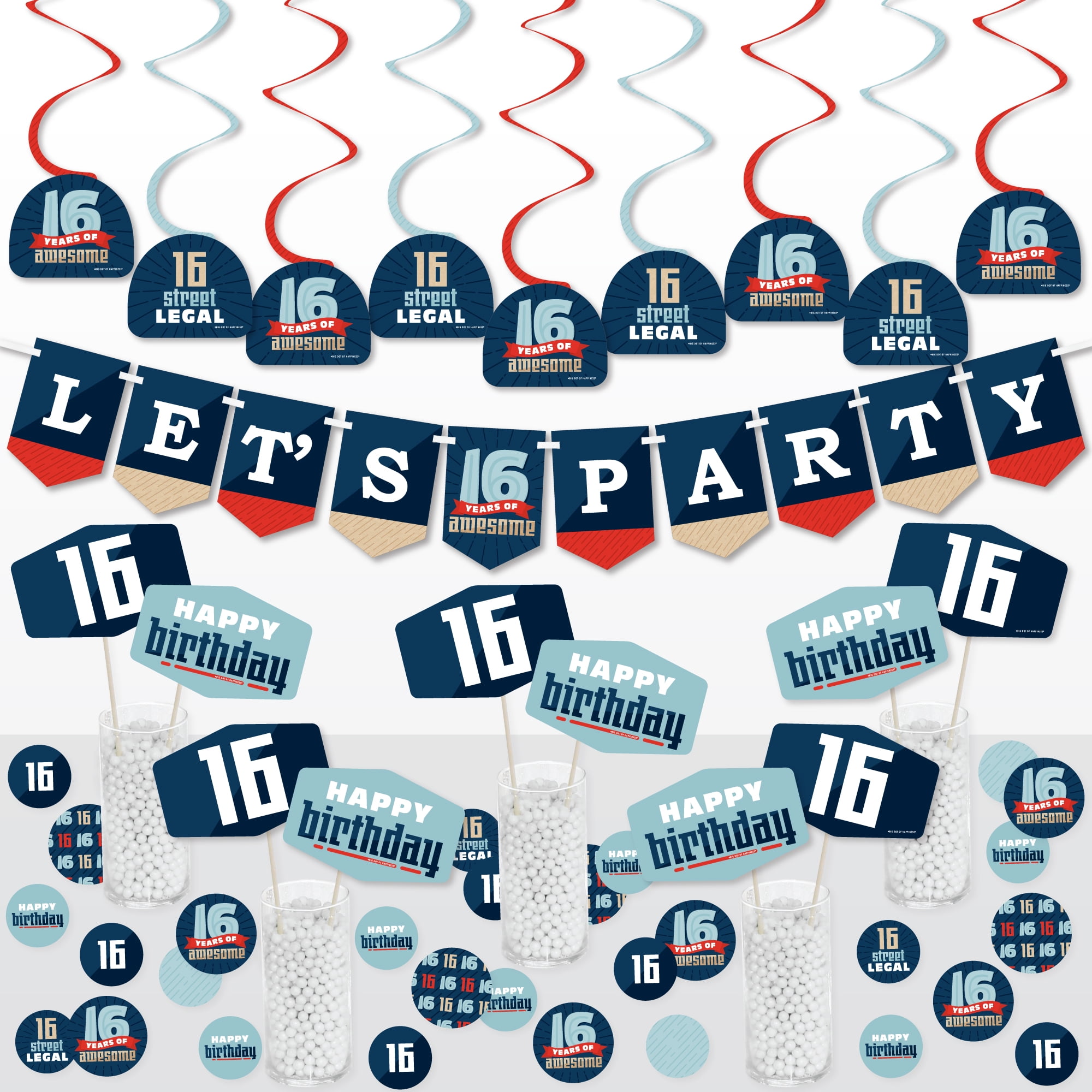 Big Dot of Happiness Boy 16歳の誕生日 - 形をしたサンキューカード - スイートシックスティーン 誕生 Big Dot of Happiness Boy 16歳の誕生日 - Sweet Sixteen バースデー