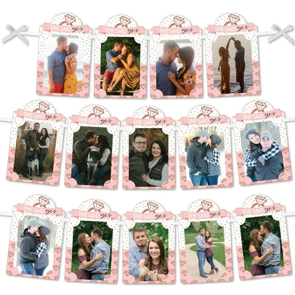 Big Dot of Happiness Bride Squad - DIY Rose Gold Bridal Shower or Bachelorette Party Decor - Picture Display - Photo Banner