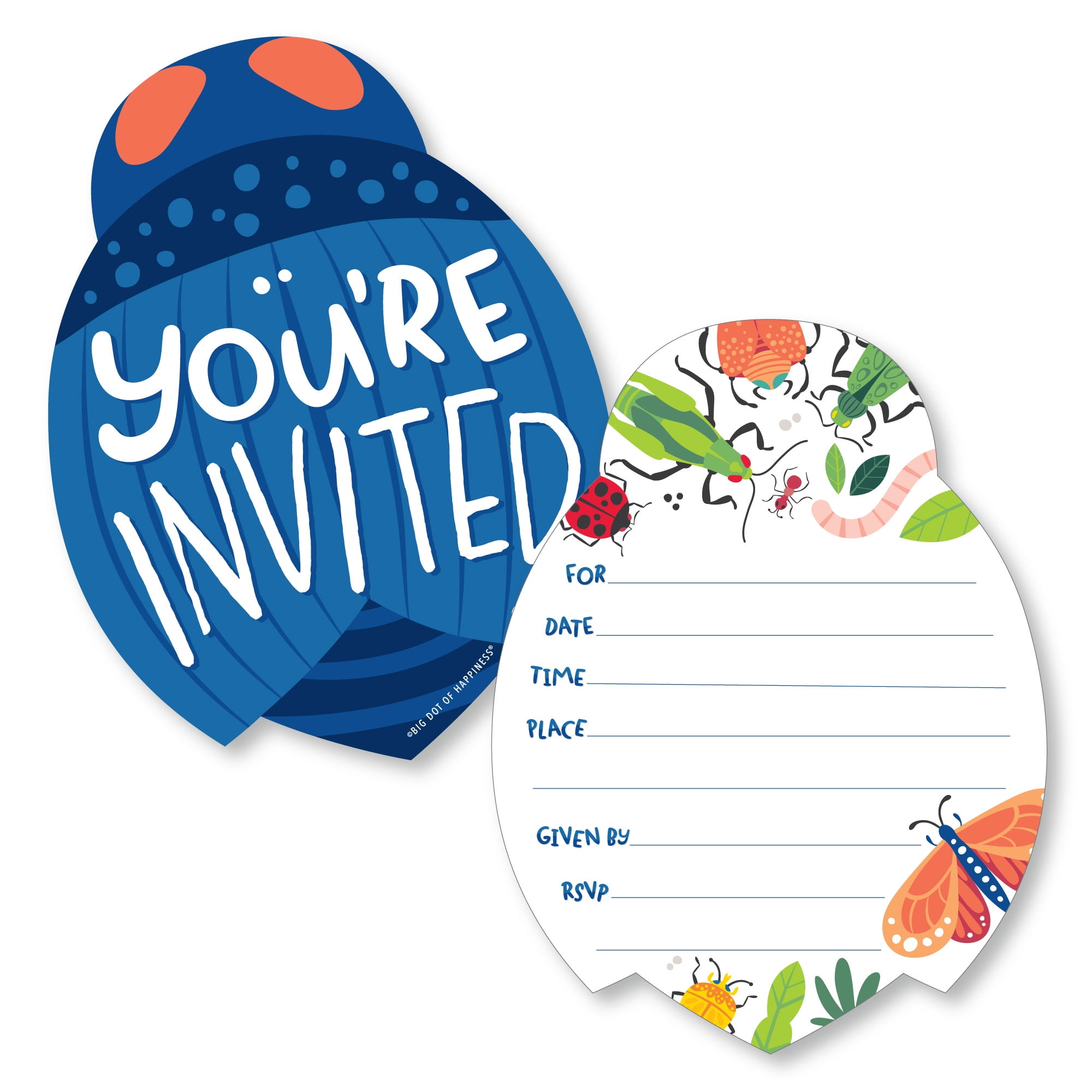 Big Dot of Happiness Buggin' Out Shaped FillIn Invitations Bugs