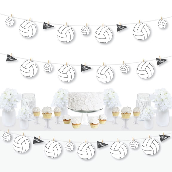 Big Dot of Happiness Bump, Set, Spike - Volleyball - Baby Shower or Birthday Party DIY Decorations - Clothespin Garland Banner - 44 Pieces