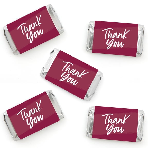 Big Dot of Happiness Burgundy Elegantly Simple - Mini Candy Bar Wrapper Stickers Party Small Favors 40 Ct