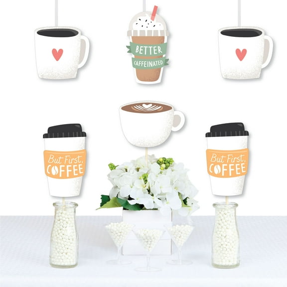 Big Dot of Happiness But First, Coffee - Decorations DIY Cafe Themed Party Essentials - Set of 20