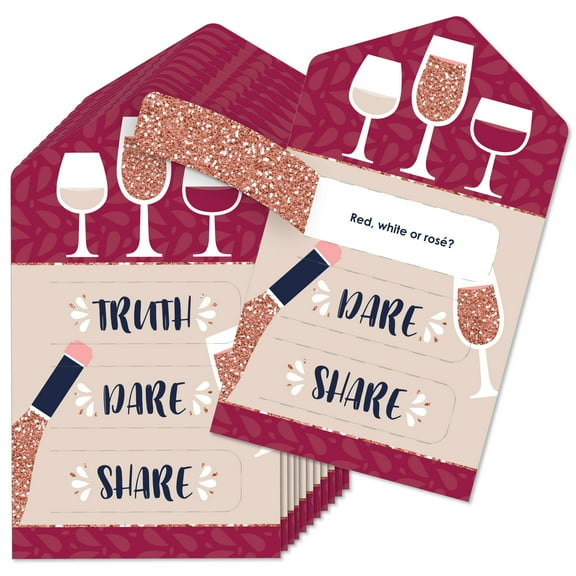 Big Dot of Happiness But First, Wine - Wine Tasting Party Game Cards - Truth, Dare, Share Pull Tabs - Set of 12