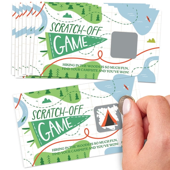 Big Dot of Happiness Camping Party Game Scratch Off Cards, Fun Party Activity for Happy Camper Kids Birthday Party - 22 Count