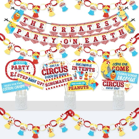 Big Dot of Happiness Carnival - Step Right Up Circus - Banner and Photo Booth Decorations - Carnival Themed Party Supplies Kit - Doterrific Bundle