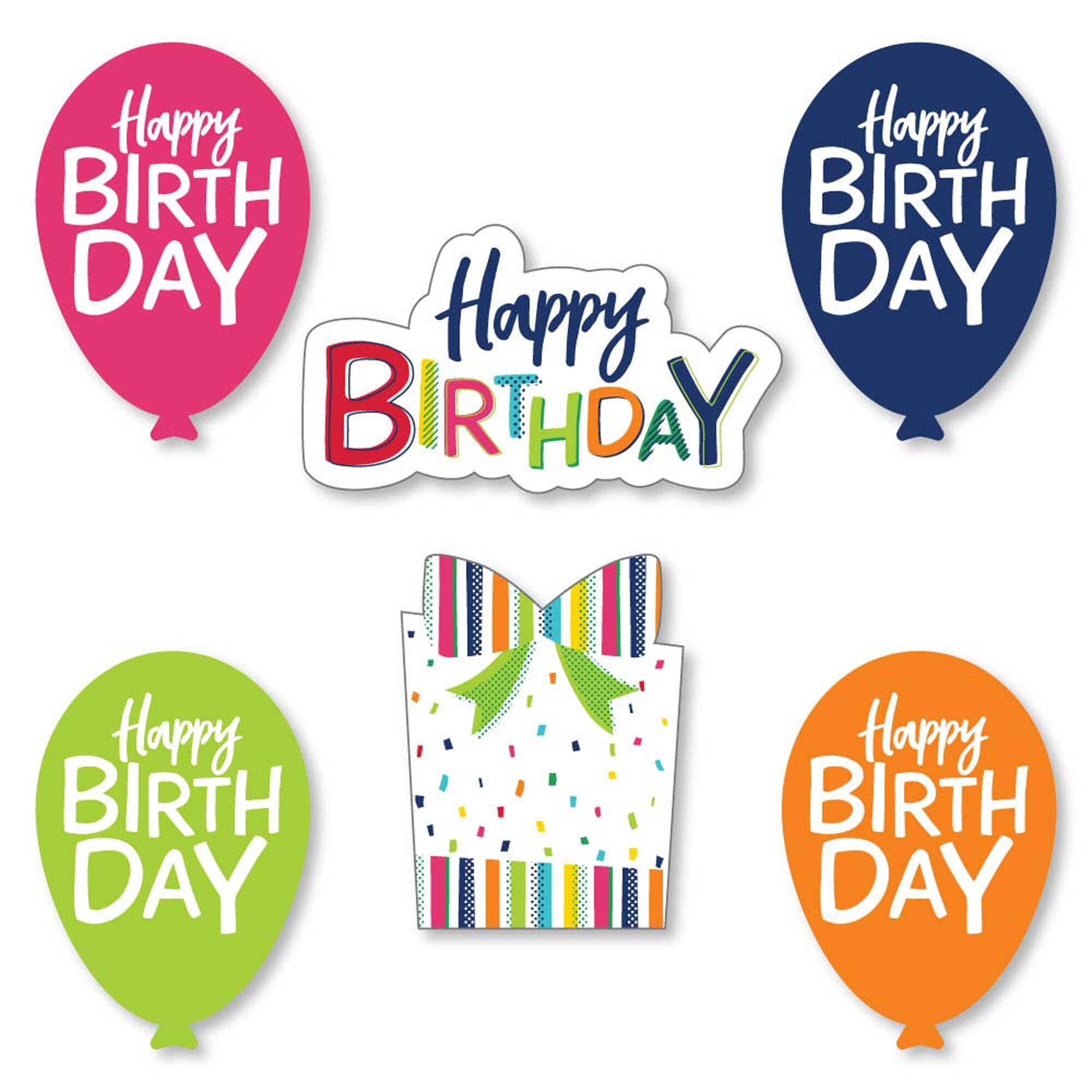 Big Dot of Happiness Cheerful Happy Birthday DIY Shaped Colorful
