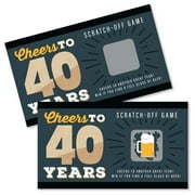 Big Dot of Happiness Cheers and Beers to 40 Years - 40th Birthday Party Game Scratch Off Cards - 22 Count