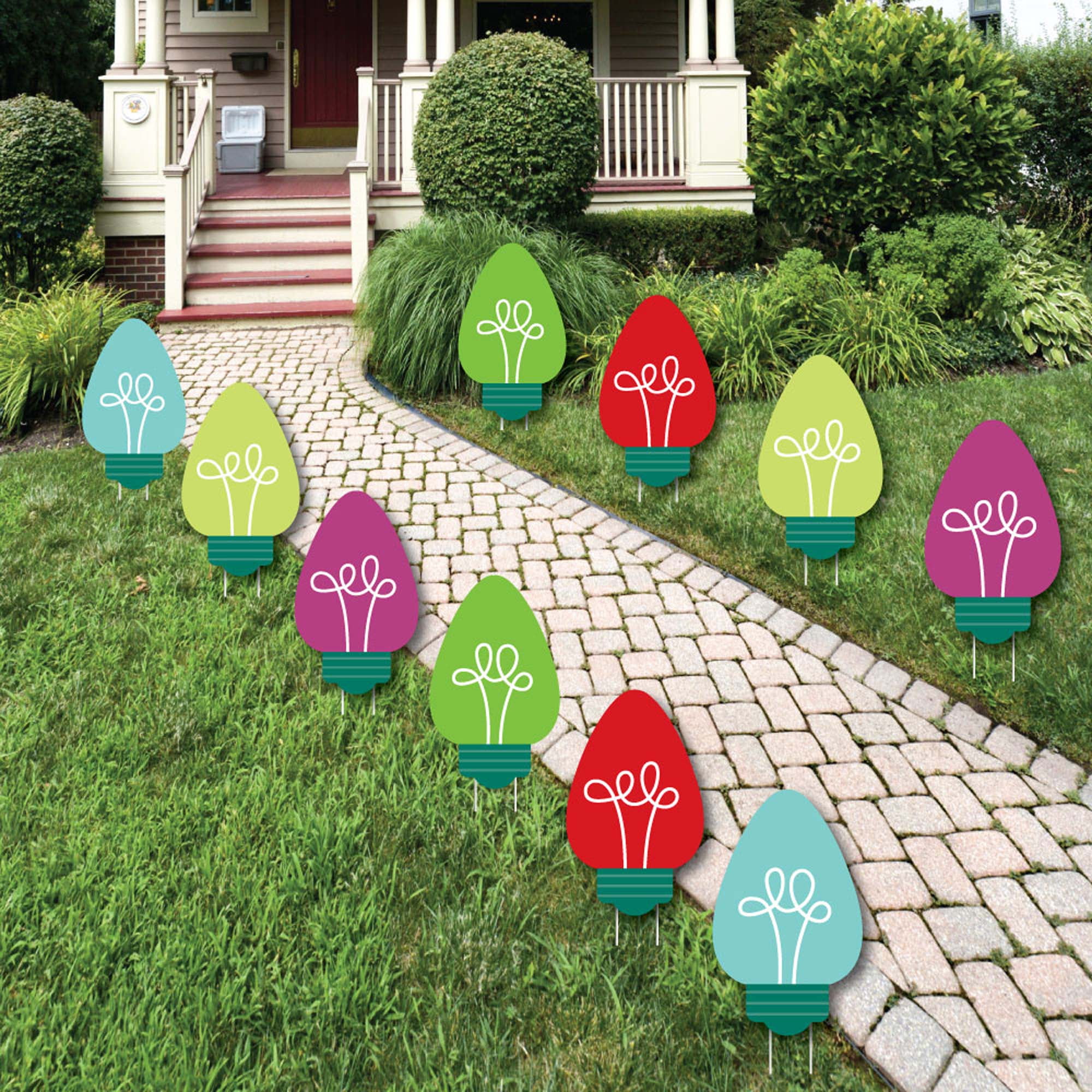 Multicolor Waterproof Plastic Christmas Light Bulb Lawn Decorations