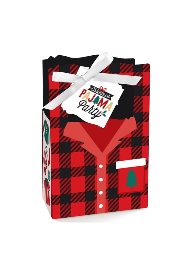 Christmas Pajamas - Holiday Plaid PJ Party Favor Boxes - Set of 12