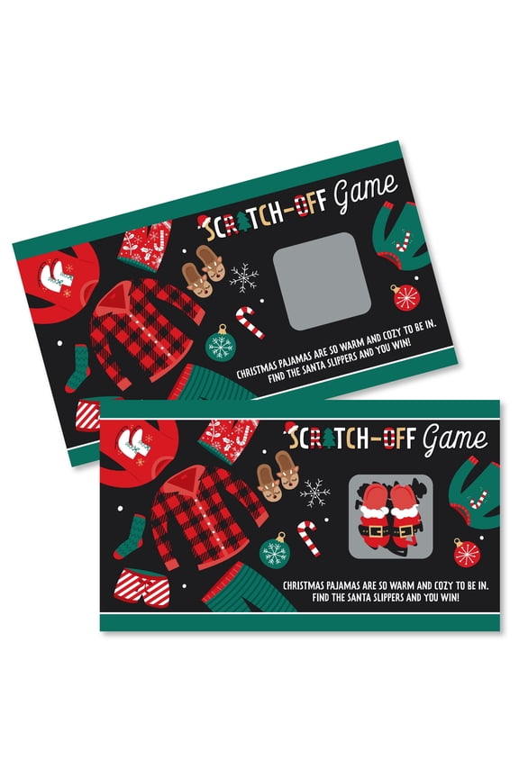 Christmas Pajamas - Holiday Plaid PJ Party Game Scratch Off Cards - 22 Count