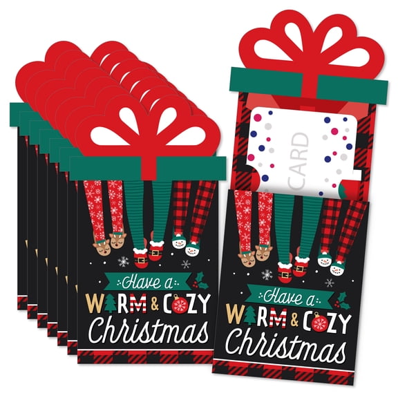 Big Dot of Happiness Christmas Pajamas - Holiday Plaid PJ Party Money and Gift Card Sleeves - Nifty Gifty Card Holders - Set of 8