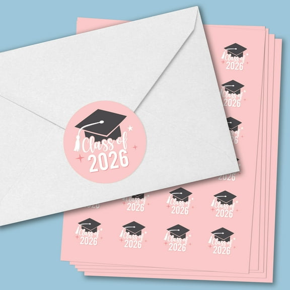 Big Dot of Happiness Class of 2026 Rose Gold Grad Envelope Seal Stickers, Round Circle Stickers to Seal Cards, Graduation Envelope Seals - 120 Count