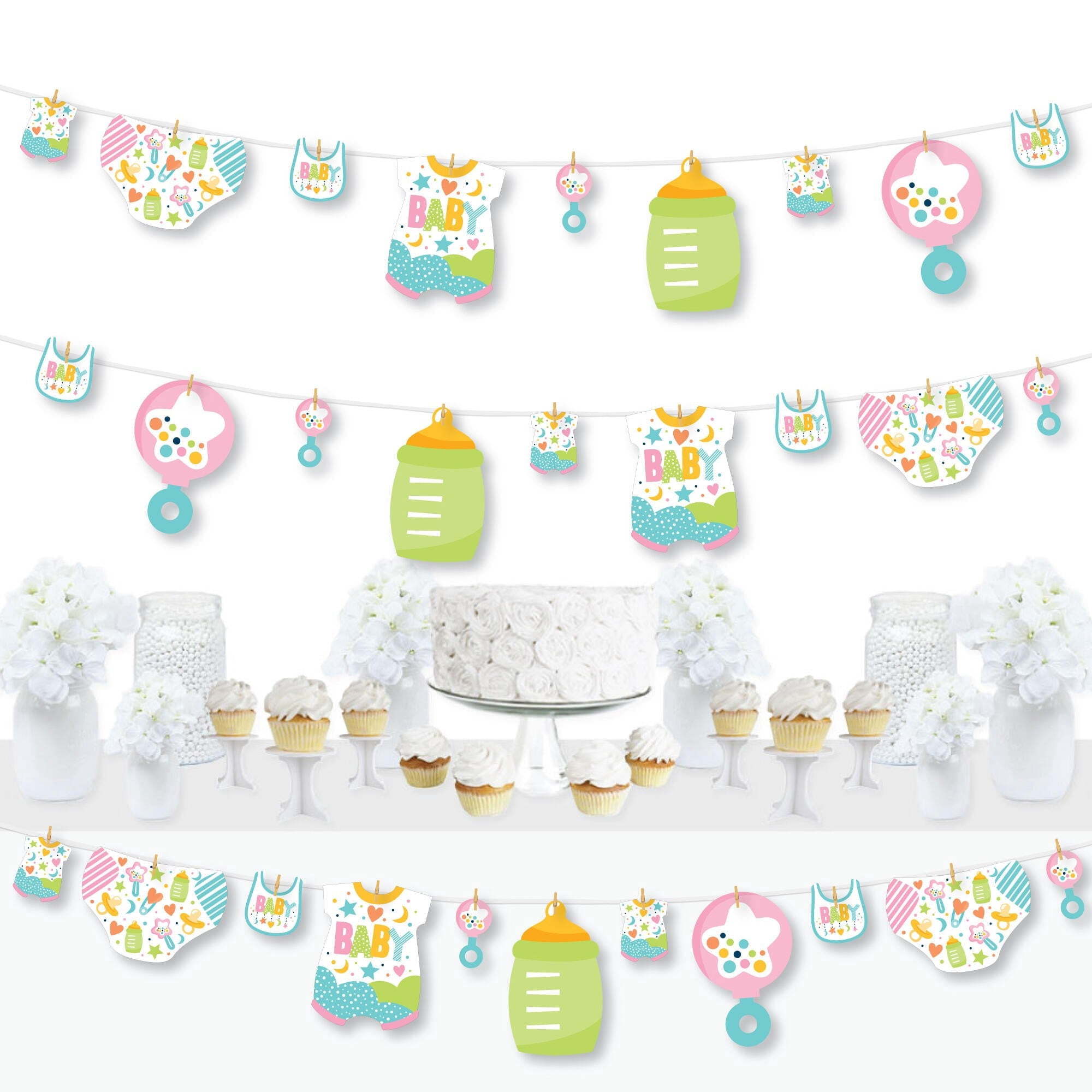Big Dot Of Happiness Grand Slam Softball Clothespin Garland - 44-Piece DIY Banner For Birthdays & Showers