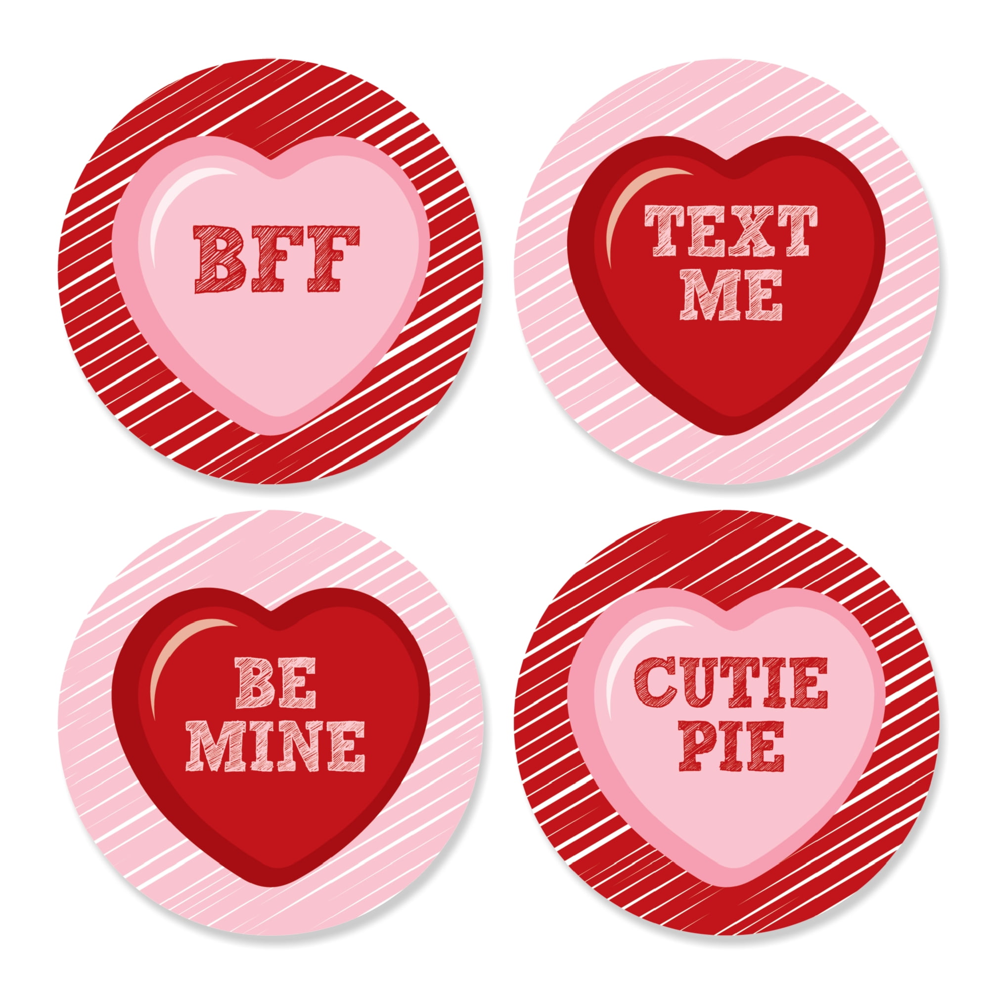 Mini Hearts Valentines Stickers, Custom Gift Label
