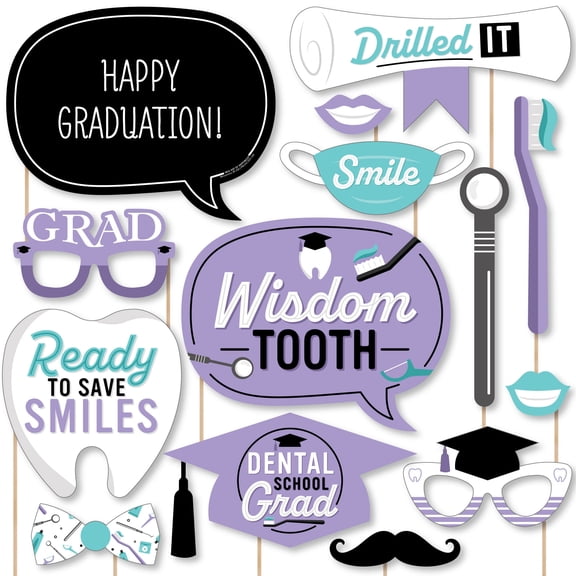 Big Dot of Happiness Dental School Grad - Dentistry and Hygienist Graduation Party Photo Booth Props Kit - 20 Count