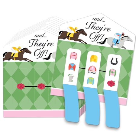 Big Dot of Happiness Derby Horse Race Pull Tabs Game, Kentucky Horse Racing Themed Party Game Pickle Cards, Derby Pull Tabs 3-in-a-Row - Set of 12