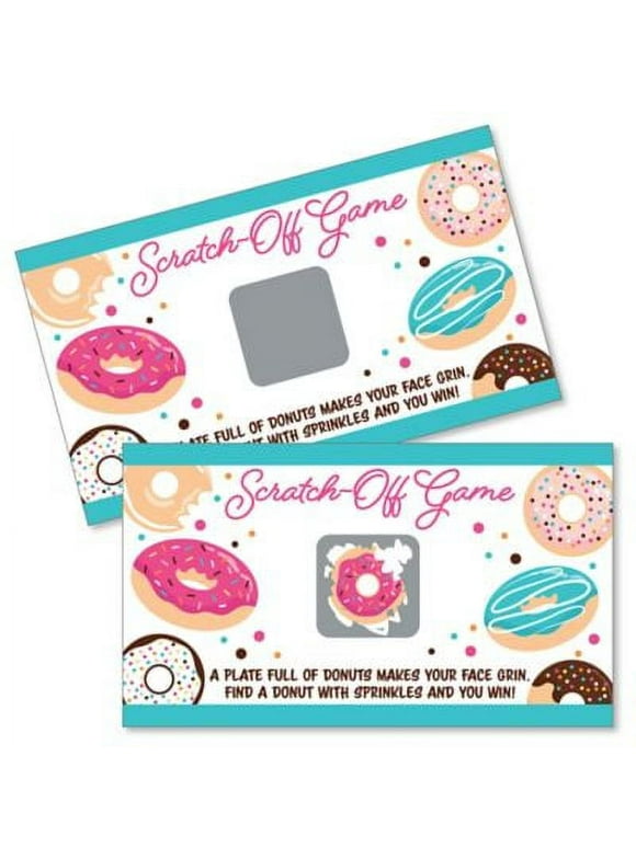 Big Dot of Happiness Donut Worry, Let's Party - Doughnut Party Game Scratch Off Cards - 22 Count