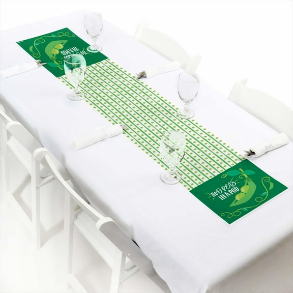 Big Dot of Happiness Double the Fun - Twins Two Peas in a Pod - Petite Baby Shower or First Birthday Party Paper Table Runner - 12 x 60 inches