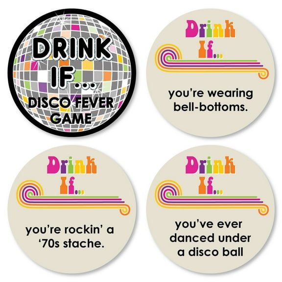 Big Dot of Happiness Drink If Game - 70's Disco - 1970's Disco Fever Party Game - 24 Count