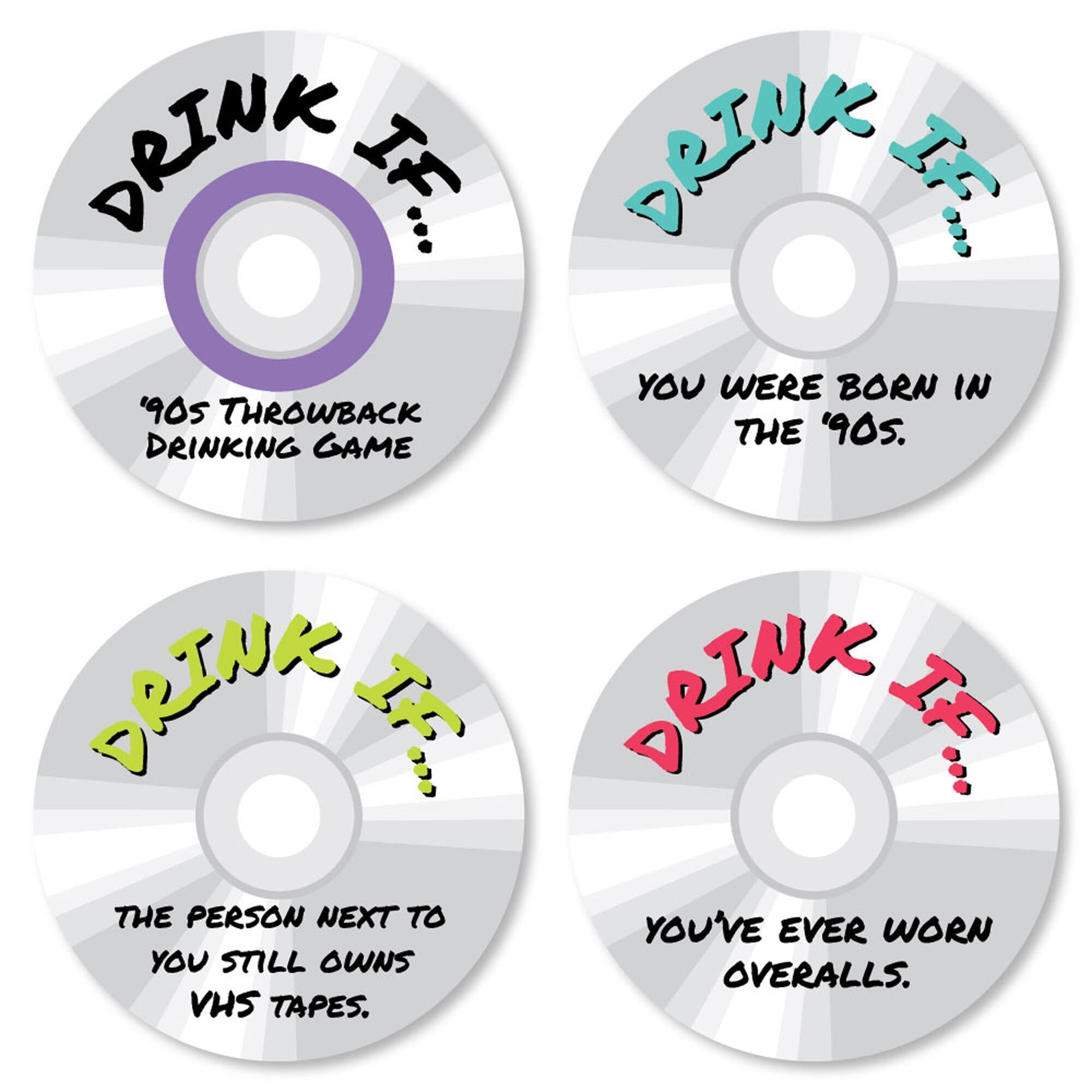 Drink If 90s Throwback Card Game – 24 Retro Challenge Cards, CD-Shaped, Party Game For Adults, Made In USA - View #4