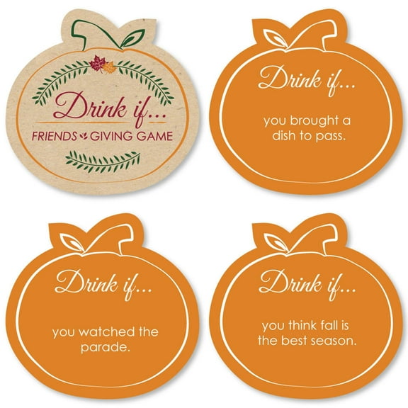 Big Dot of Happiness Drink If Game - Friends Thanksgiving Feast - Friendsgiving Party Game - 24 Count