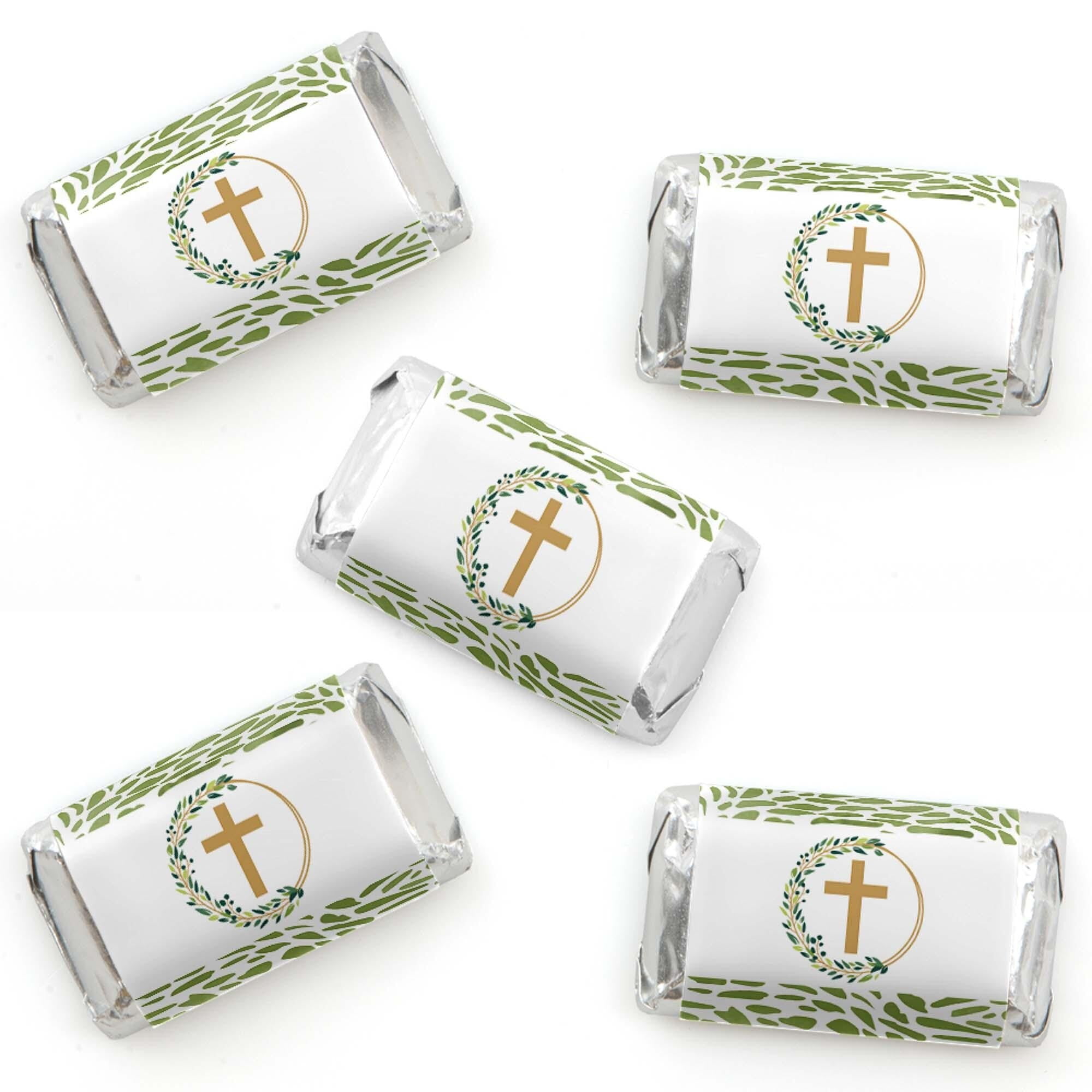Big Dot of Happiness Elegant Cross - Mini Candy Bar Wrapper Stickers ...