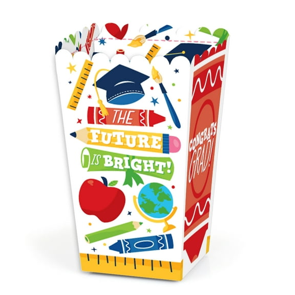 Big Dot of Happiness Elementary Grad - Kids Graduation Party Favor Popcorn Treat Boxes - Set of 12