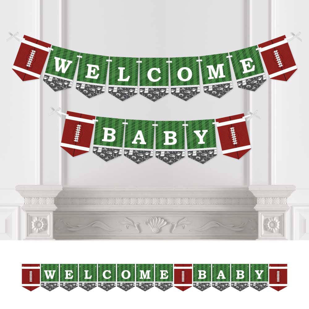 Big Dot of Happiness End Zone - Football - Baby Shower Bunting Banner - Sports Party Decorations - Welcome Baby