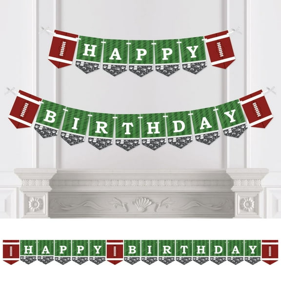 Big Dot of Happiness End Zone - Football - Birthday Party Bunting Banner - Sports Party Decorations - Happy Birthday