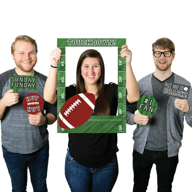 Big Dot of Happiness End Zone - Football - Birthday Party or Baby Shower Selfie Photo Booth Picture Frame & Props - Printed on Sturdy Material