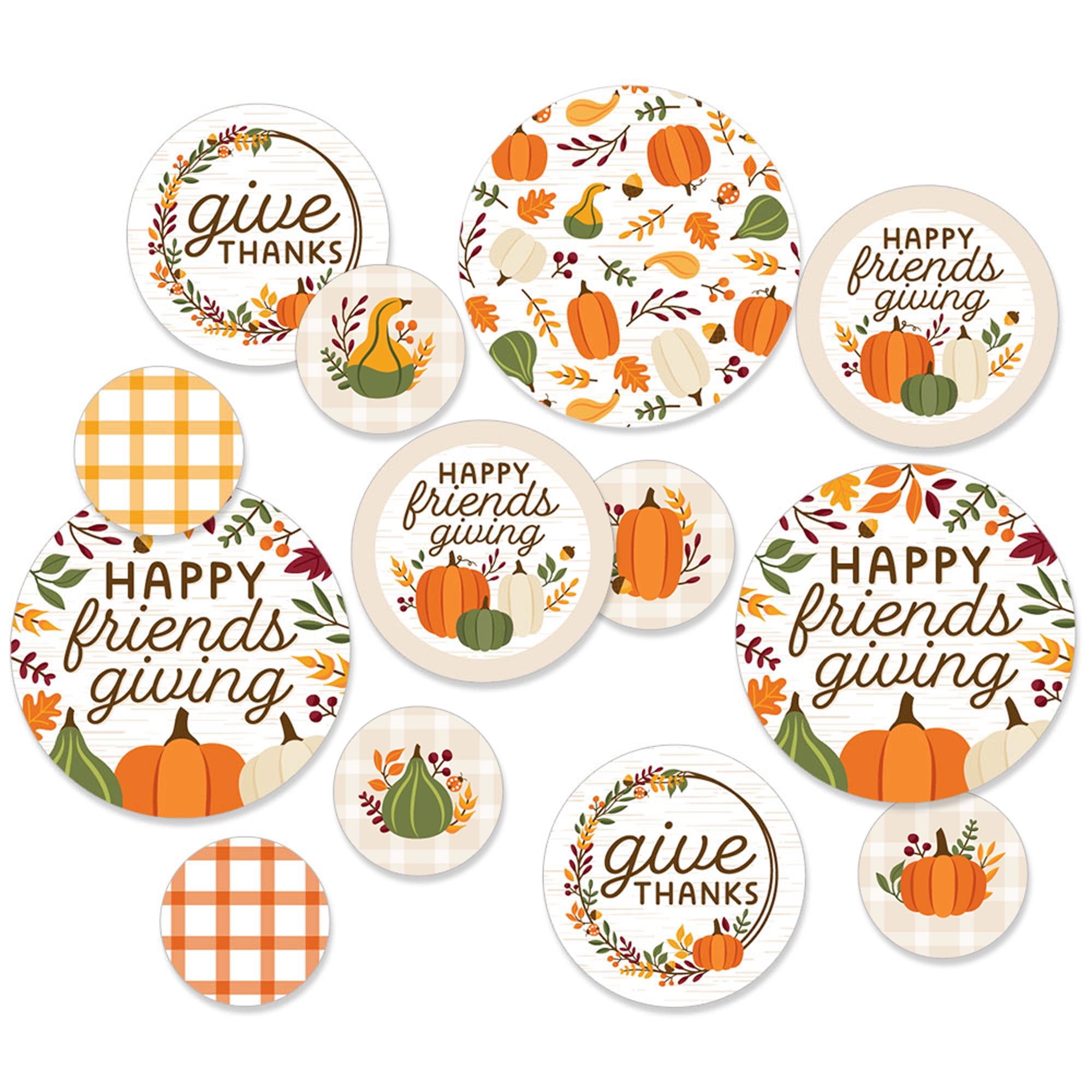 Big Dot of Happiness Fall Friends Thanksgiving - Friendsgiving Party Giant Circle Confetti - Party Decorations - Large Confetti 27 Count
