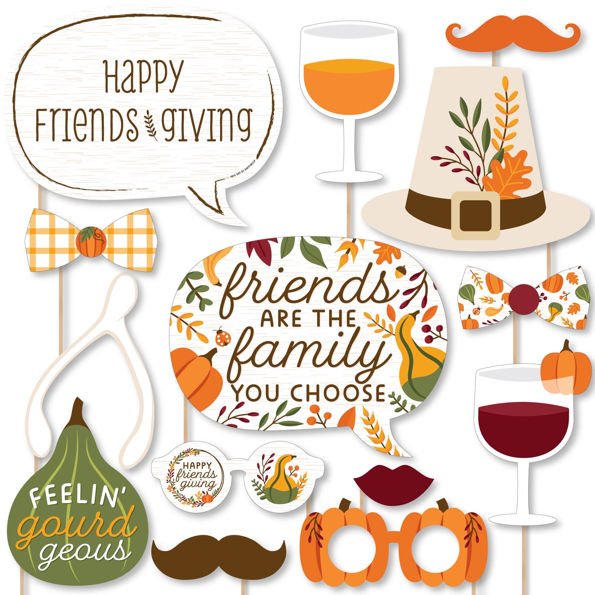 Big Dot of Happiness Fall Friends Thanksgiving - Friendsgiving Party Photo Booth Props Kit - 20 Count