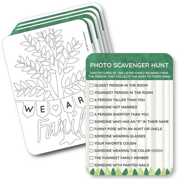 Big Dot of Happiness Family Tree Reunion - 2-in-1 Family Gathering Party Cards - Activity Duo Games - Set of 20