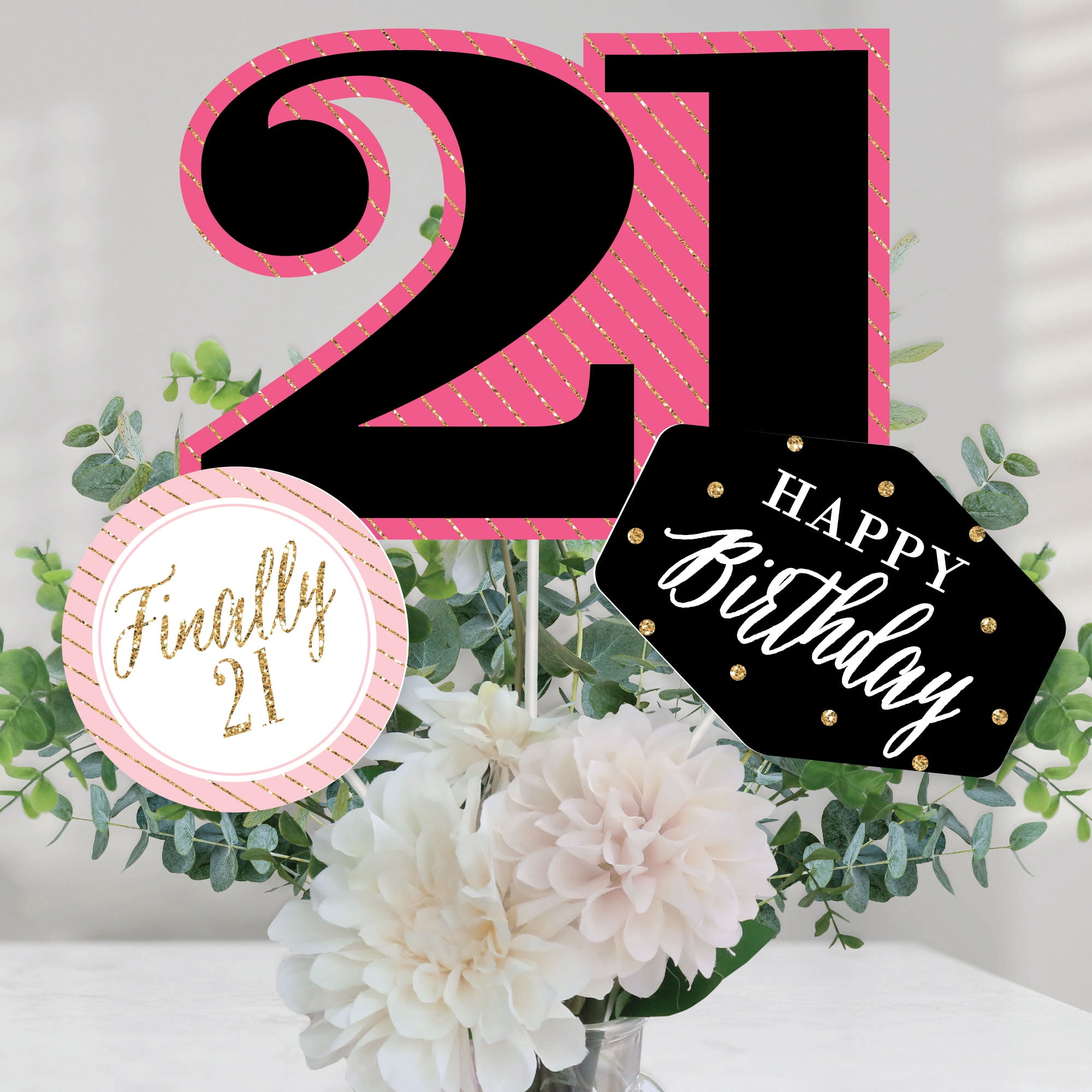 Big Dot of Happiness Finally 21 Girl - 21st Birthday Party Centerpiece ...