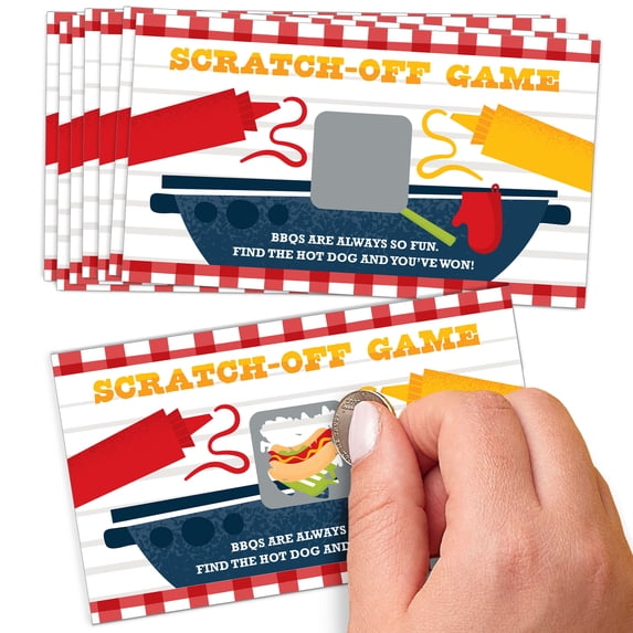 Big Dot of Happiness Fire Up the Grill - Summer BBQ Picnic Party Game Scratch Off Cards - 22 Count