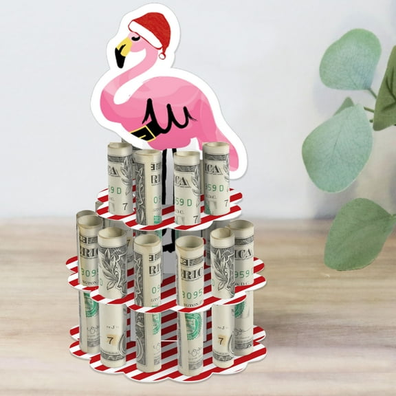 Big Dot of Happiness Flamingle Bells DIY Tropical Christmas Party Money Holder Gift Cash Cake