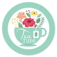 thumbnail image 1 of Big Dot of Happiness Floral Let's Par-Tea - Garden Tea Party Circle Sticker Labels - 24 Count, 1 of 4