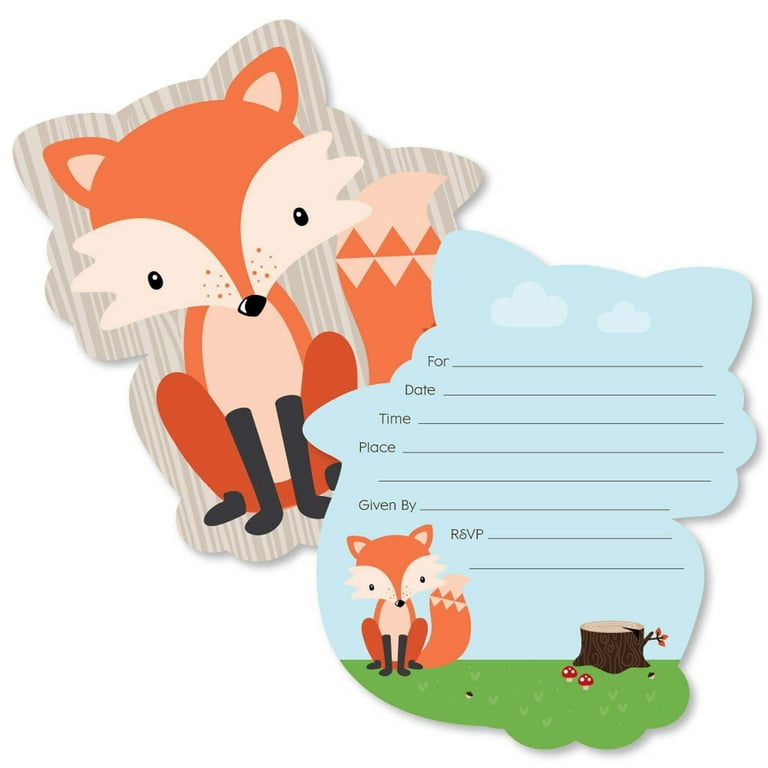Big Dot of Happiness Cute Fox - Custom Baby Shower or Birthday Party Invitations with Envelopes (Set of 12) - Walmart.com for Free Printable Fox Birthday Invitations
