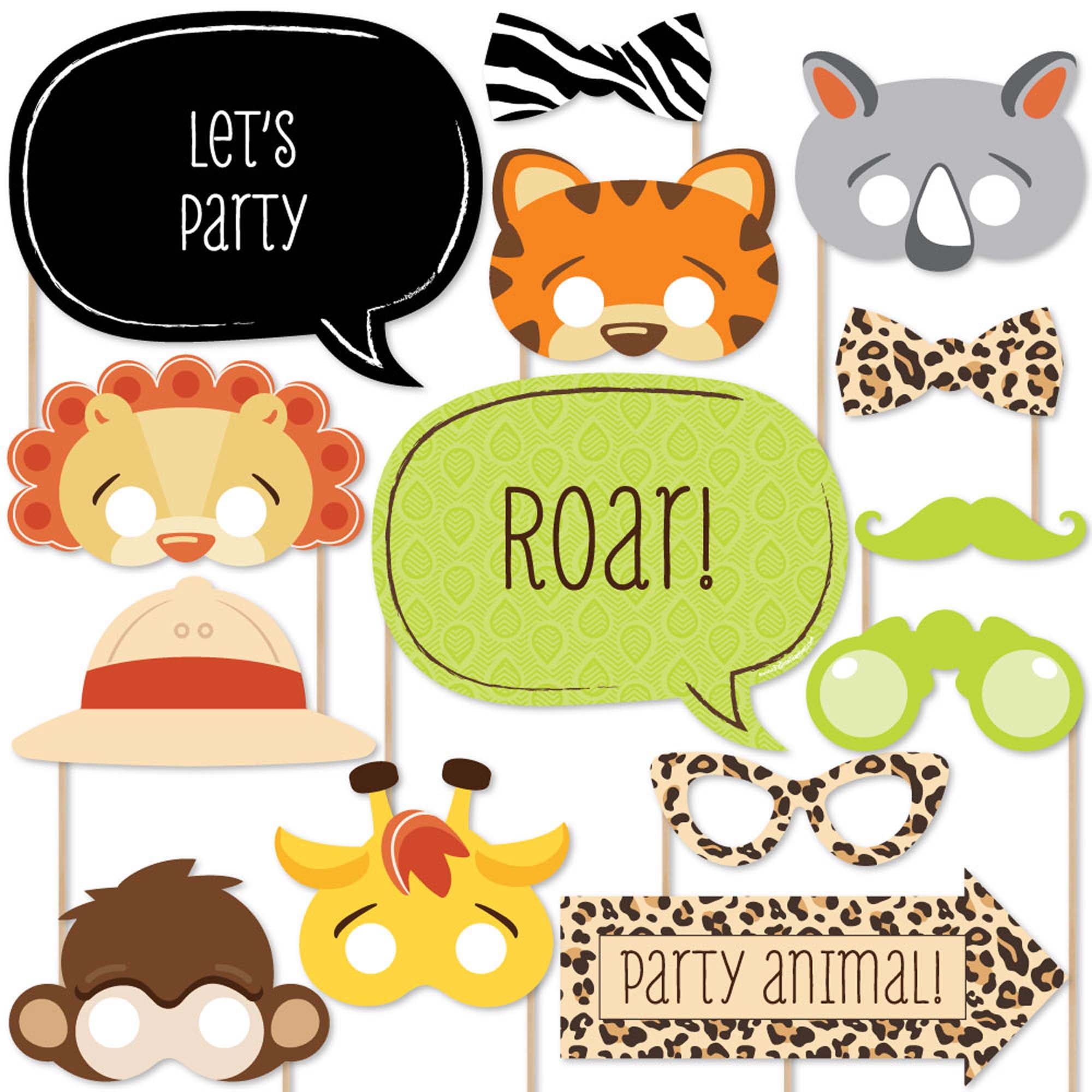 Big Dot of Happiness Funfari - Fun Safari Jungle - Photo Booth Props ...