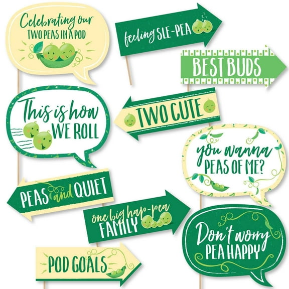 Big Dot of Happiness Funny Double the Fun - Twins Two Peas in a Pod - Baby Shower or First Birthday Party Photo Booth Props Kit - 10 Piece