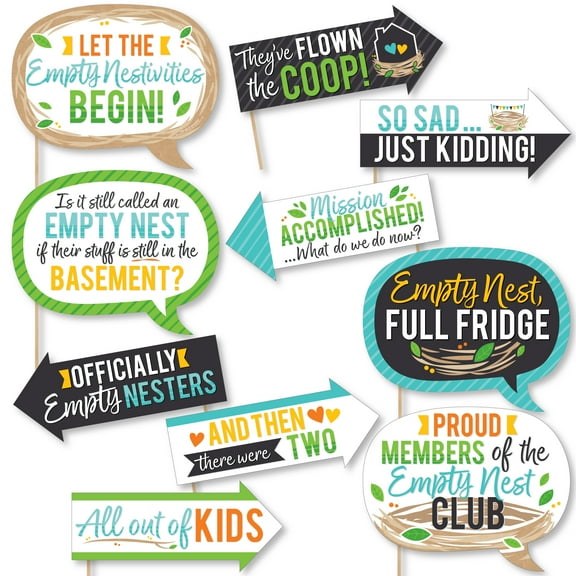 Big Dot of Happiness Funny Empty Nesters - Empty Nest Party Photo Booth Props Kit - 10 Piece