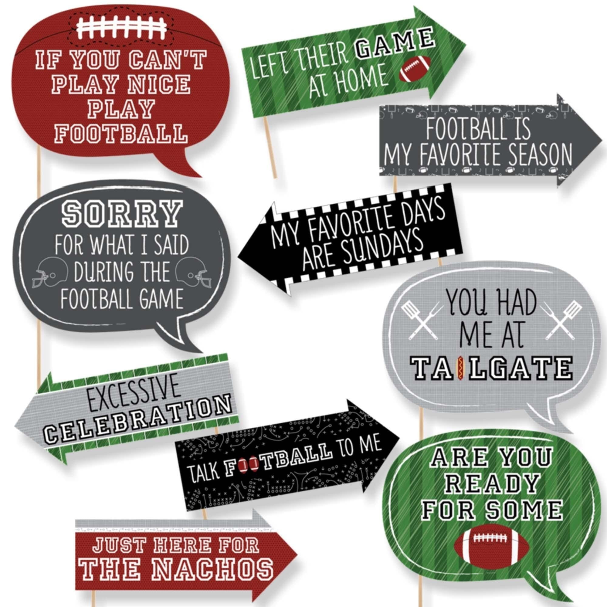 Big Dot of Happiness Funny End Zone - Football - Tailgating Party Photo Booth Props Kit - 10 Piece