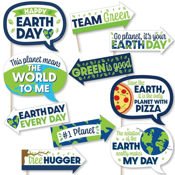 Big Dot of Happiness Funny Happy Earth Day - Save the Planet Party Photo Booth Props Kit - 10 Piece