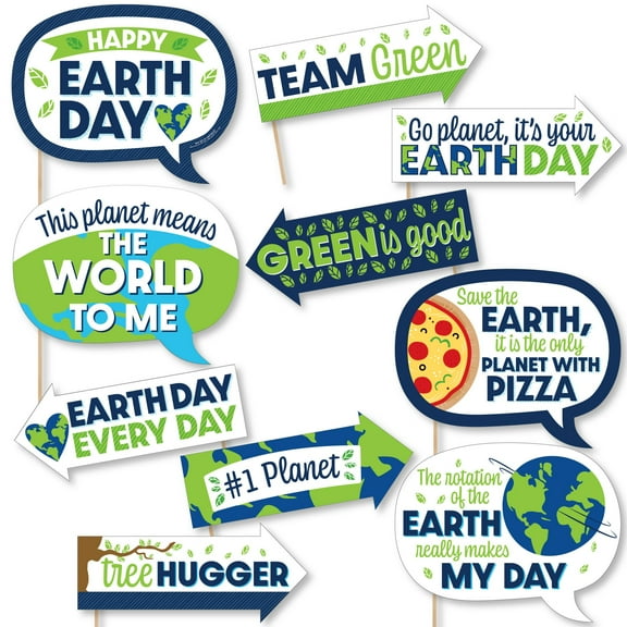 Big Dot of Happiness Funny Happy Earth Day - Save the Planet Party Photo Booth Props Kit - 10 Piece