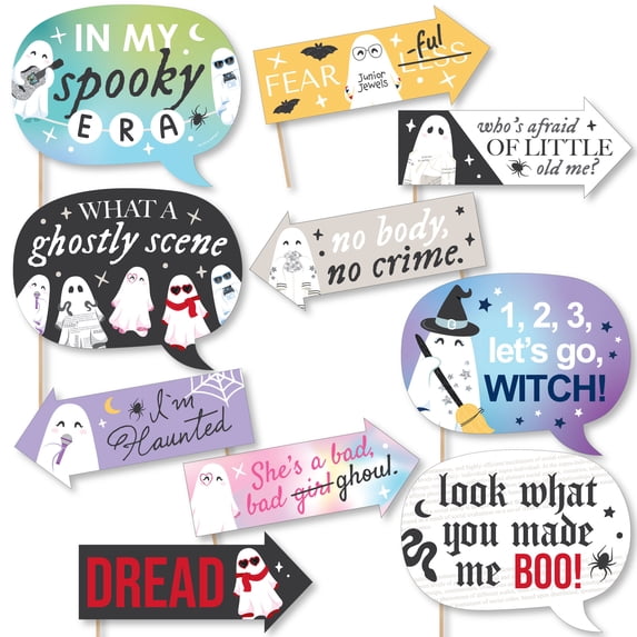 Big Dot of Happiness Funny In My Spooky Era - Ghost Concert Halloween Party Photo Booth Props Kit - 10 Piece
