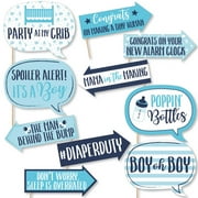 Big Dot of Happiness Funny It's a Boy - Blue Baby Shower Photo Booth Props Kit - 10 Piece