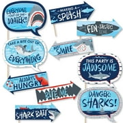 Big Dot of Happiness Funny Shark Zone - Jawsome Party or Birthday Party Photo Booth Props Kit - 10 Piece