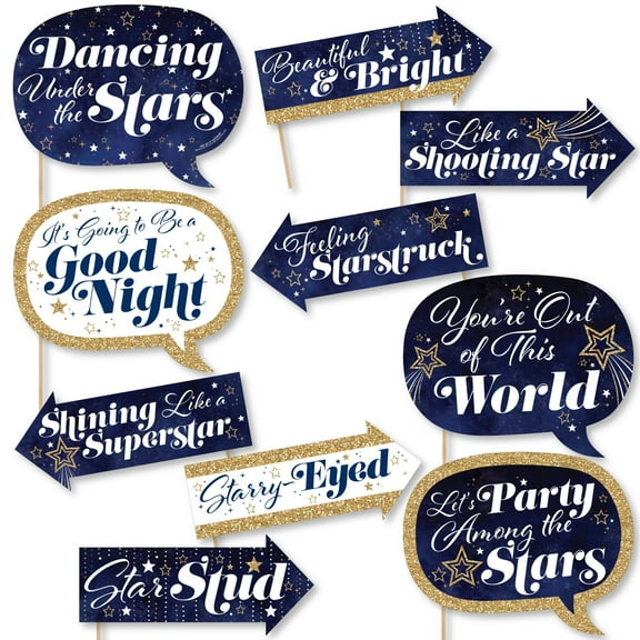 Big Dot of Happiness Funny Starry Skies - Gold Celestial Party Photo Booth Props Kit - 10 Piece