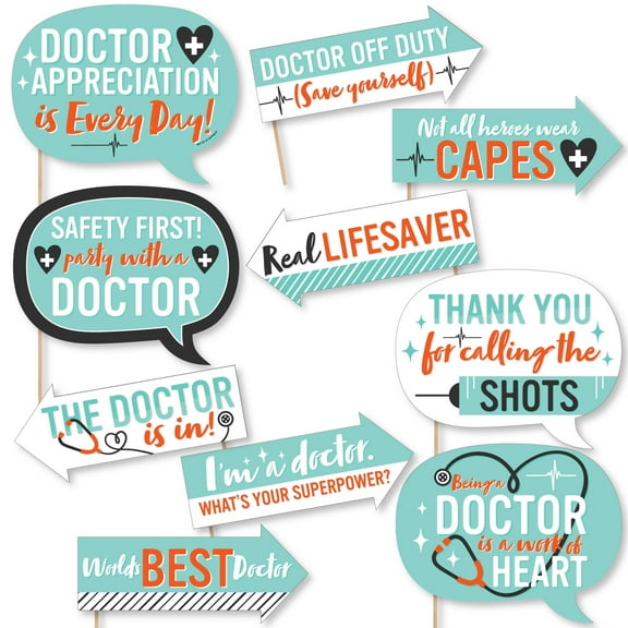 Big Dot of Happiness Funny Thank You Doctors - Doctor Appreciation Week Photo Booth Props Kit - 10 Piece